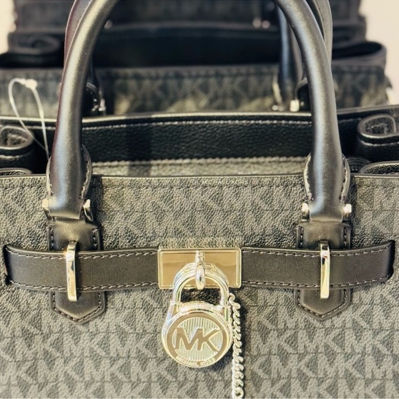 Michael Kors Hamilton Small Signature Logo Satchel Black Signature - Picture 6 of 9